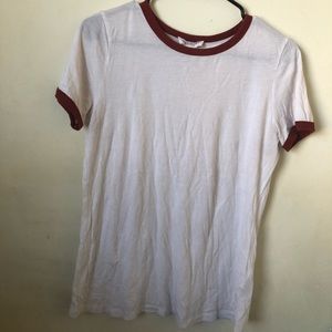 Forever 21 White & Red Short Sleeve Shirt Medium